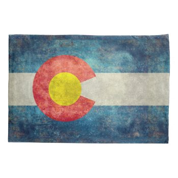 Colorado State Flag With Vintage Retro Grungy Look Pillow Case by Lonestardesigns2020 at Zazzle