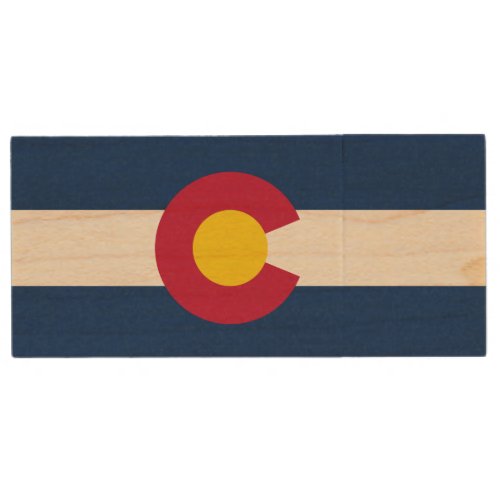 Colorado State Flag Wood Flash Drive