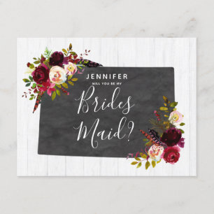 Colorado State Floral Will You Be My Bridesmaid Invitation