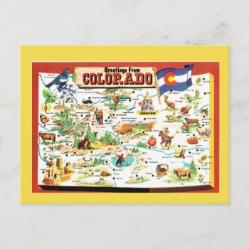 Colorado State Map Postcard by normagolden at Zazzle