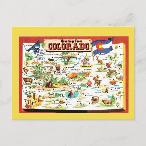 Colorado State Map Postcard