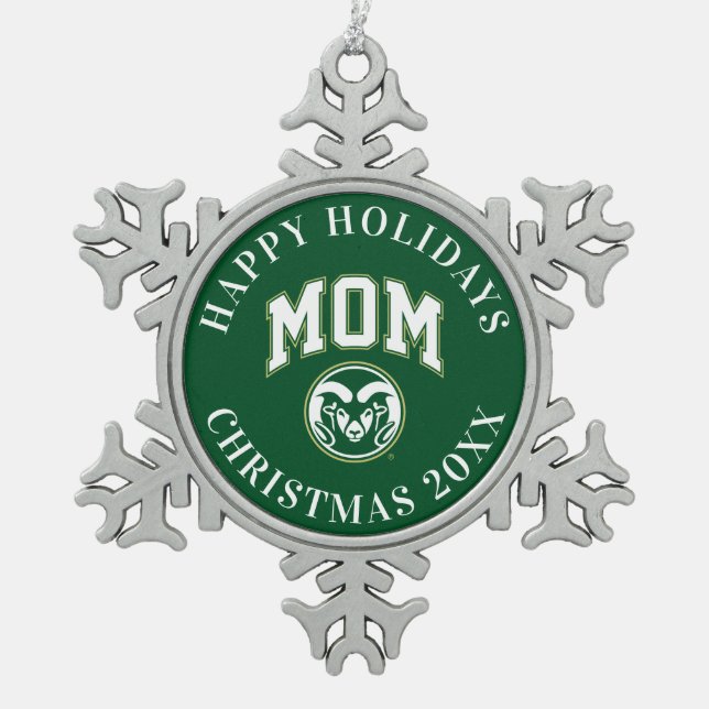 Colorado State Mom Snowflake Pewter Christmas Ornament (Front)