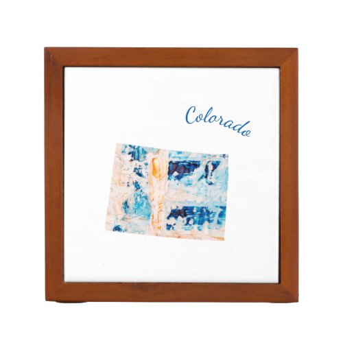 Colorado State Outline Abstract Gift  Desk Organizer