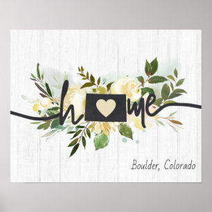 Colorado State Personalized Your Home City Rustic Poster