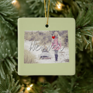 Colorado State Photo insert and town name Ceramic Ornament
