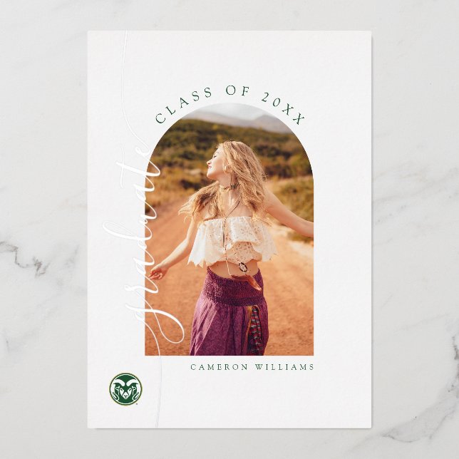 Colorado State Rams Graduate Foil Invitation (Front)