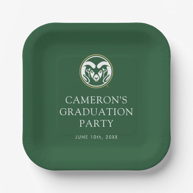 Colorado State Rams Graduate Paper Plates (Front)