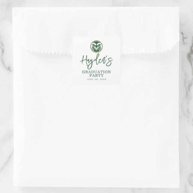 Colorado State Rams Graduate Square Sticker (Bag)