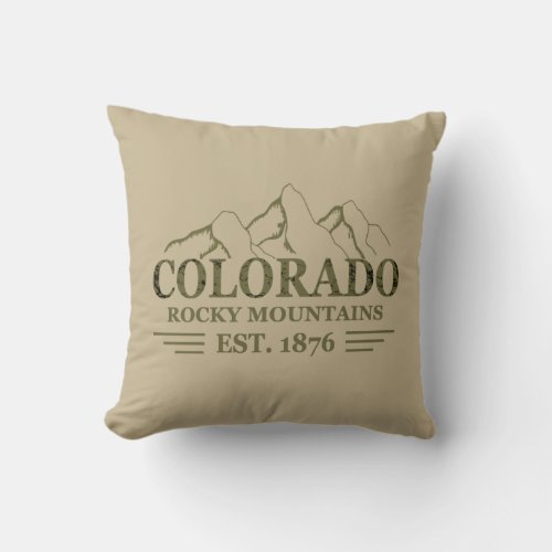 Colorado state rocky mountain national park throw pillow