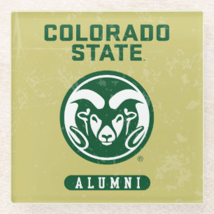 Colorado State University Alumni Logo Distressed Glass Coaster