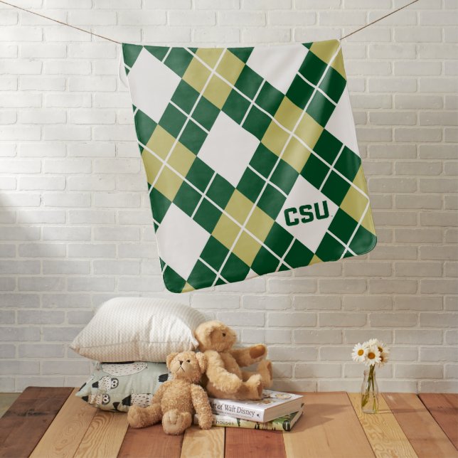 Colorado State University Argyle Pattern Baby Blanket (In Situ)