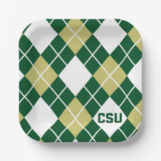 Colorado State University Argyle Pattern Paper Plates