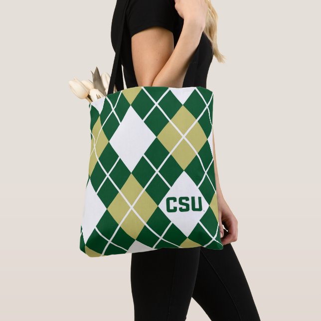 Colorado State University Argyle Pattern Tote Bag (Close Up)