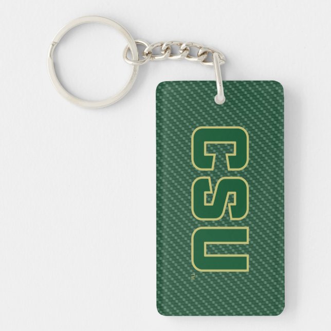 Colorado State University Carbon Fiber Pattern Keychain (Front)