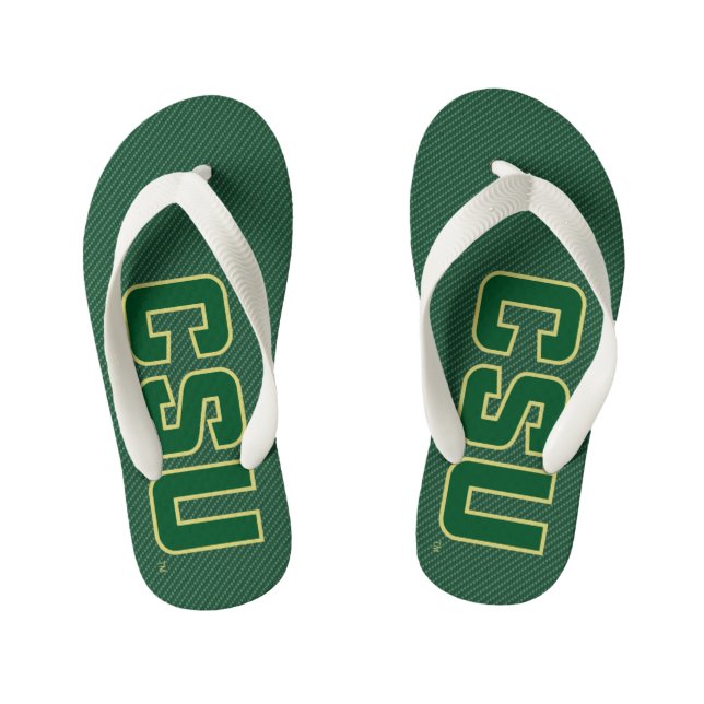 Colorado State University Carbon Fiber Pattern Kid's Flip Flops (Footbed)