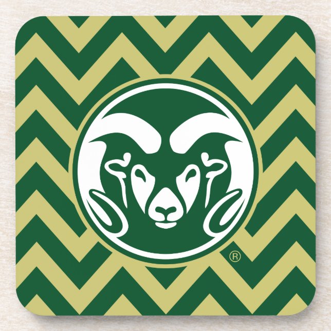 Colorado State University Chevron Pattern Beverage Coaster (Front)