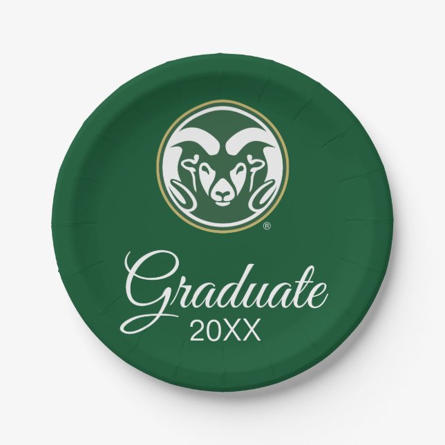 Colorado State University Chevron Pattern Paper Plates (Front)