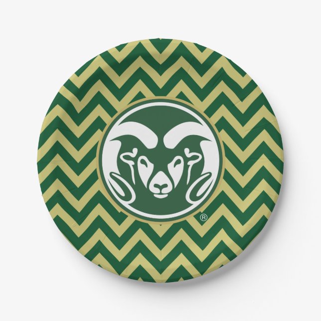 Colorado State University Chevron Pattern Paper Plates (Front)