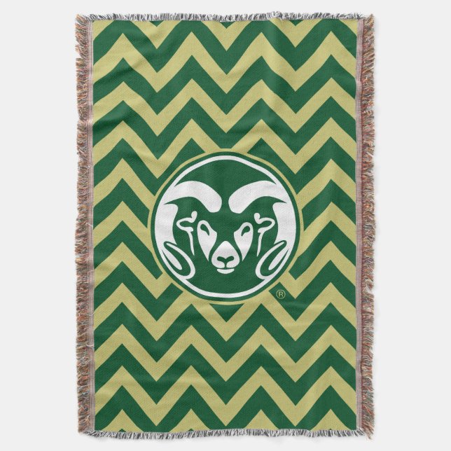 Colorado State University Chevron Pattern Throw Blanket (Front Vertical)