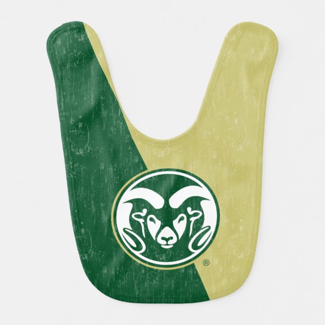 Colorado State University Color Block Distressed Baby Bib (Front)