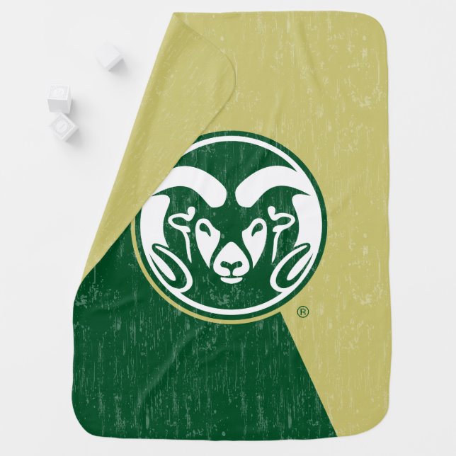 Colorado State University Color Block Distressed Baby Blanket (In Situ)
