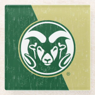 Colorado State University Color Block Distressed Glass Coaster