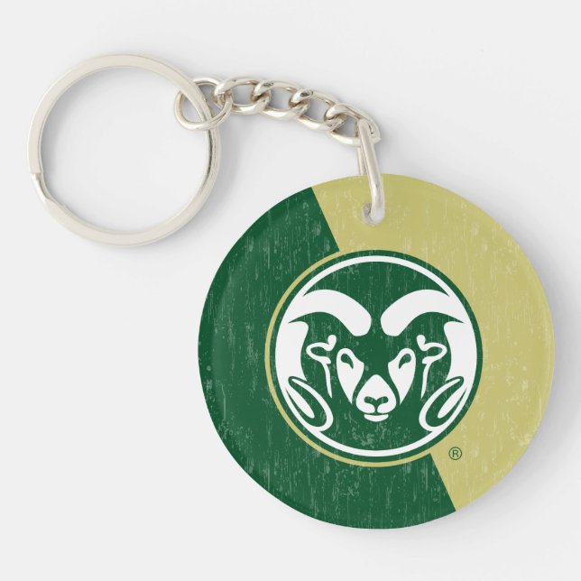 Colorado State University Color Block Distressed Keychain (Front)