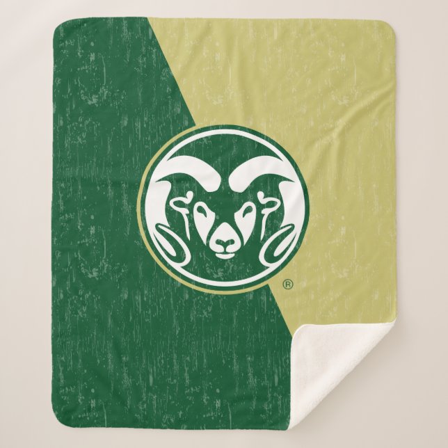 Colorado State University Color Block Distressed Sherpa Blanket (Front)