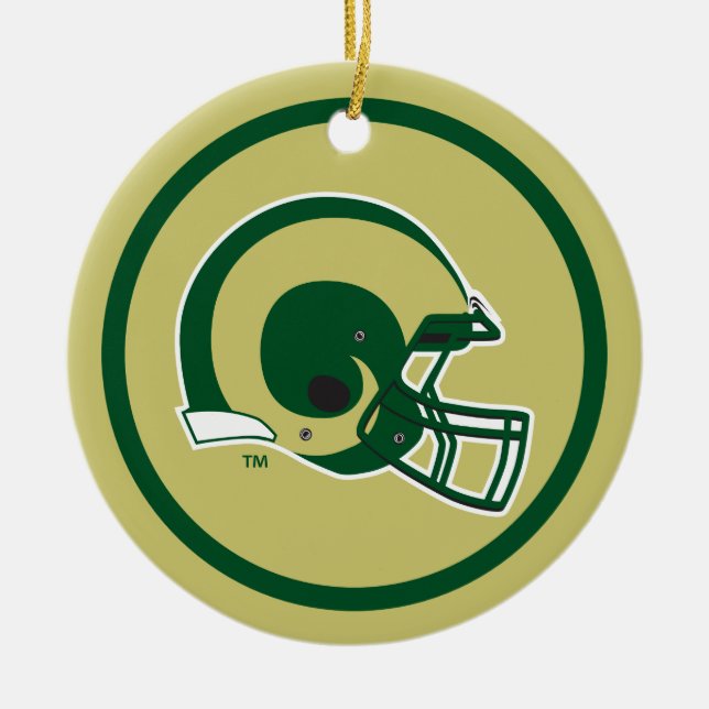 Colorado State University Helmet Mark Ceramic Ornament (Front)