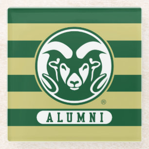 Colorado State University Logo Alumni Stripes Glass Coaster