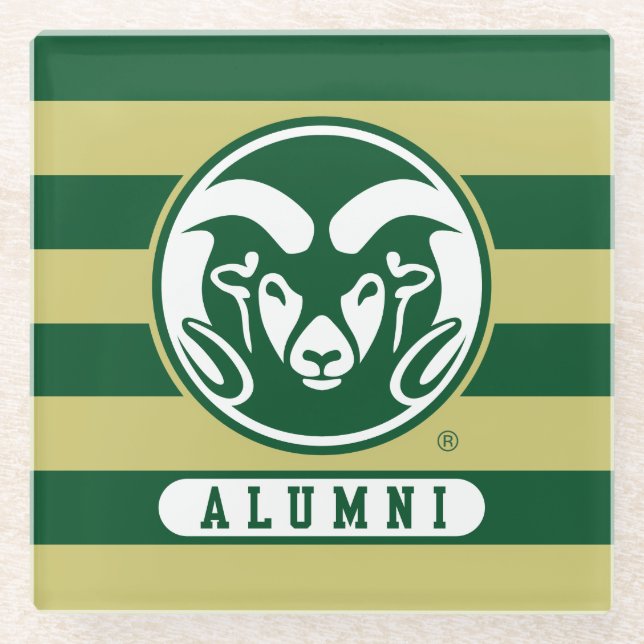 Colorado State University Logo Alumni Stripes Glass Coaster (Front)
