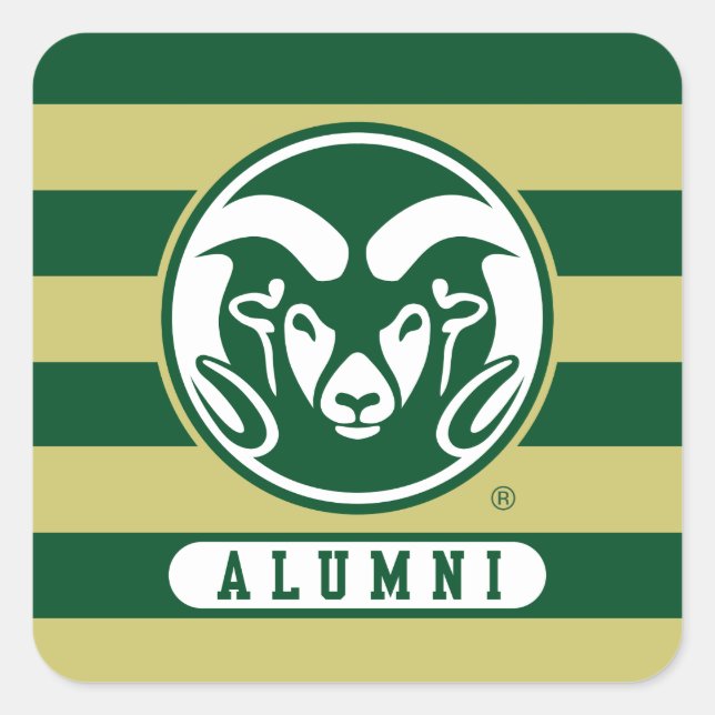 Colorado State University Logo Alumni Stripes Square Sticker (Front)