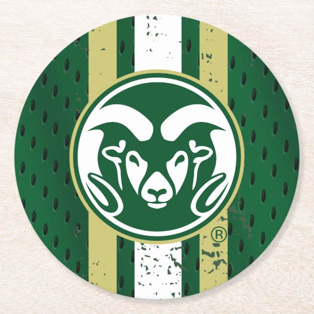 Colorado State University Logo Jersey Round Paper Coaster (Front)