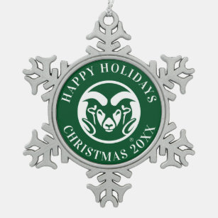 Colorado State University Logo Snowflake Pewter Christmas Ornament