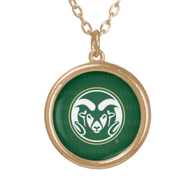 Colorado State University Logo Watermark Gold Plated Necklace (Front)