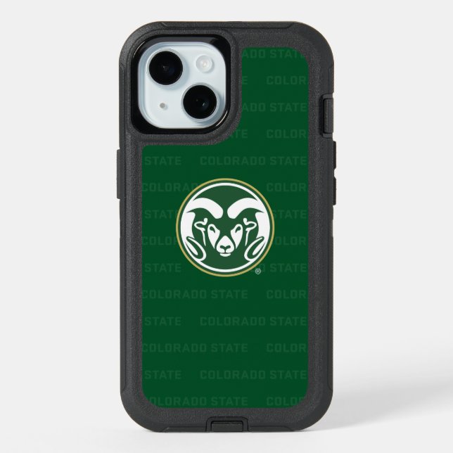 Colorado State University Logo Watermark iPhone 15 Case (Back)