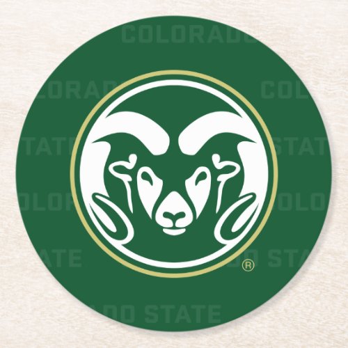 Colorado State University Logo Watermark Round Paper Coaster