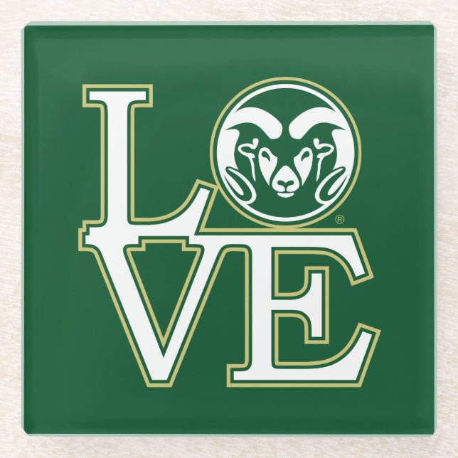 Colorado State University Love Glass Coaster (Front)
