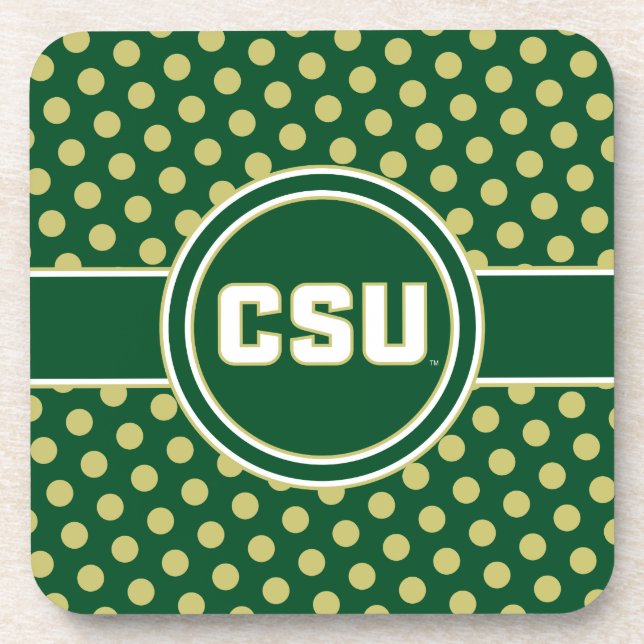 Colorado State University Polka Dot Pattern Beverage Coaster (Front)