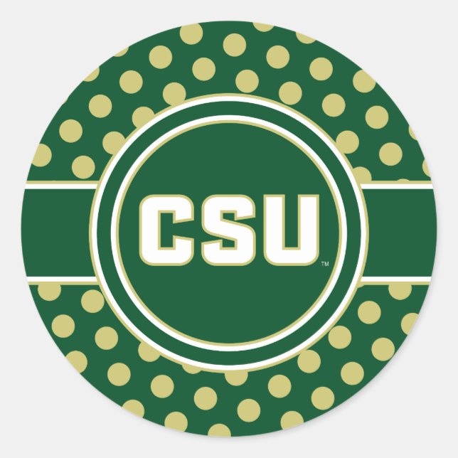 Colorado State University Polka Dot Pattern Classic Round Sticker (Front)