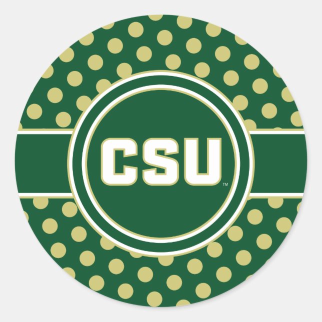 Colorado State University Polka Dot Pattern Classic Round Sticker (Front)