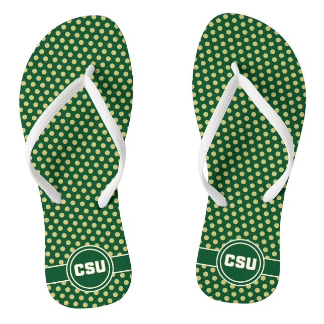 Colorado State University Polka Dot Pattern Flip Flops (Footbed)
