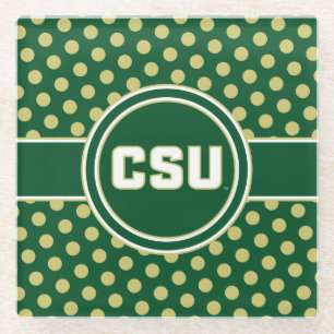Colorado State University Polka Dot Pattern Glass Coaster