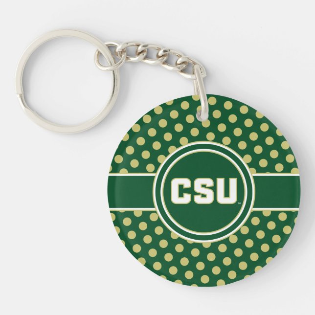 Colorado State University Polka Dot Pattern Keychain (Front)