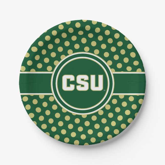 Colorado State University Polka Dot Pattern Paper Plates (Front)