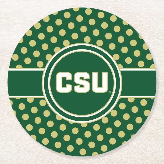 Colorado State University Polka Dot Pattern Round Paper Coaster (Front)