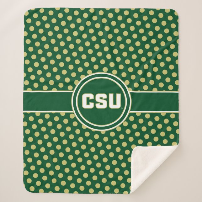Colorado State University Polka Dot Pattern Sherpa Blanket (Front)