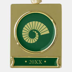 Colorado State University Ram Horn Gold Gold Plated Banner Ornament