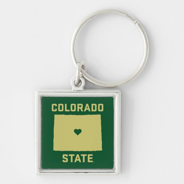Colorado State University State Love Keychain (Front)