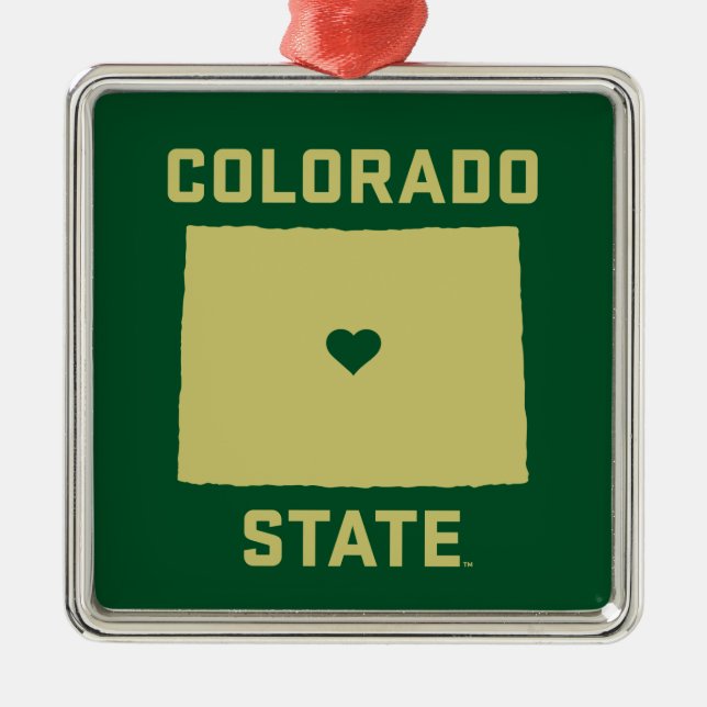 Colorado State University State Love Metal Ornament (Front)